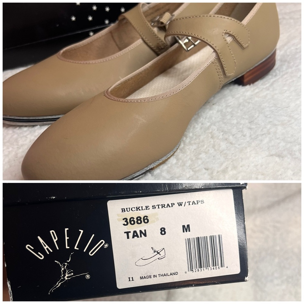 Capezio Tan Buckle Strap Tap Shoes
